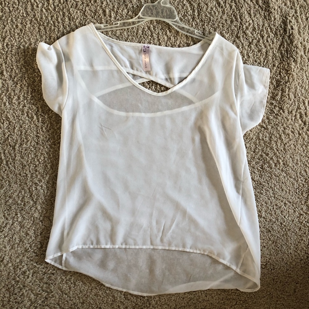 Sheer criss cross back top